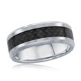 thumbnail image 1 of Beaux Bijoux Men’s Comfort Fit Black Carbon Fiber and Polished Tungsten Band Ring-12, 1 of 6