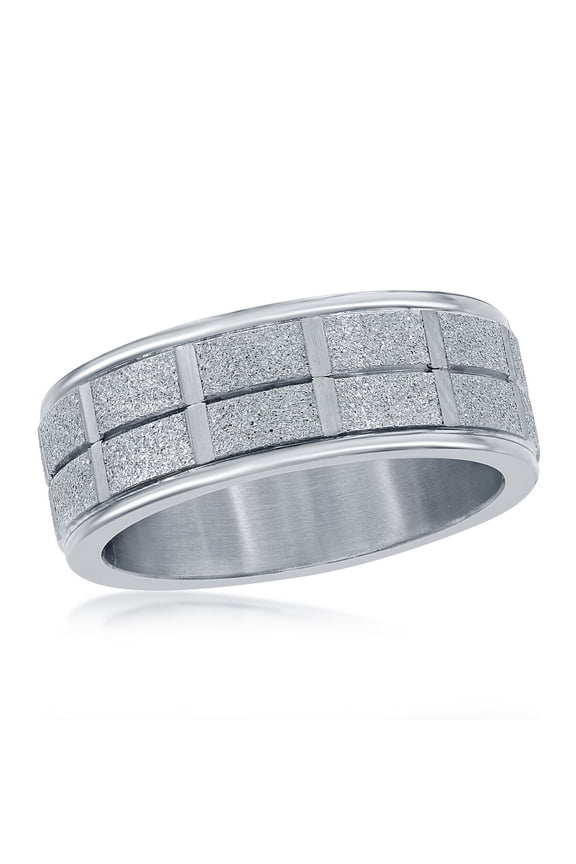 Men’s Comfort Fit Stainless-Steel Sand Blasted Band Ring-11