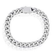 Bulova Men's Classic Stainless Steel Chain Bracelet, Medium (7-7.5") With Diamond-Accented Clasp