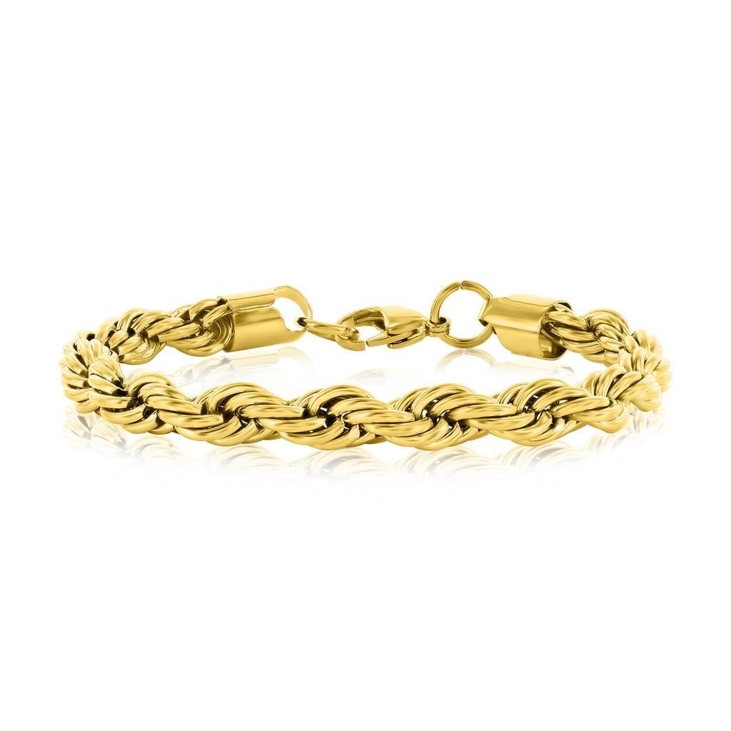 Beaux Bijoux Men's Gold Plated Rope Chain Bracelet - Stunning Chain Bracelet - Fine Jewelry for Men - Rope Chain Bracelets for Him