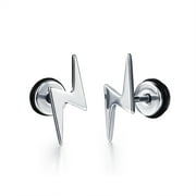Beaux Bijoux Men's Lightning Bolt Earrings in Stainless Steel - Hypoallergenic Earrings for Men - Unqiue Stud Earrings for Him