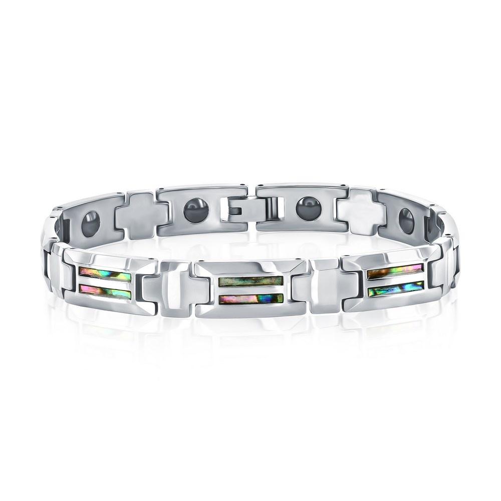 Beaux Bijoux Men's Magnetic Tungsten Bracelet - Genuine Abalone Bracelet - Fine Jewelry for Men - Comfort Fit Bracelets for Him