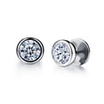 thumbnail image 1 of Beaux Bijoux Men's Round Earrings in Stainless Steel - Hypoallergenic Stud Earrings for Men - Round Simulated CZ Diamond Earrings for Him, 1 of 6