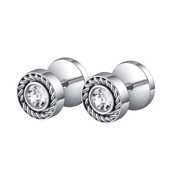 Beaux Bijoux Men's Round Earrings in Stainless Steel - Hypoallergenic Stud Earrings for Men - Unique Rope Design Earrings for Him