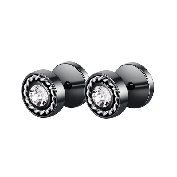 Beaux Bijoux Men's Round Earrings in Stainless Steel - Hypoallergenic Stud Earrings for Men - Unique Rope Design Earrings for Him