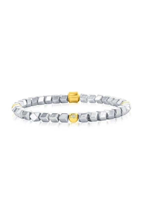 Men's Silver & Gold Multi-Cut Beaded Bracelet - Stunning Bracelet - Fine Jewelry for Men - Bead Bracelets for Him