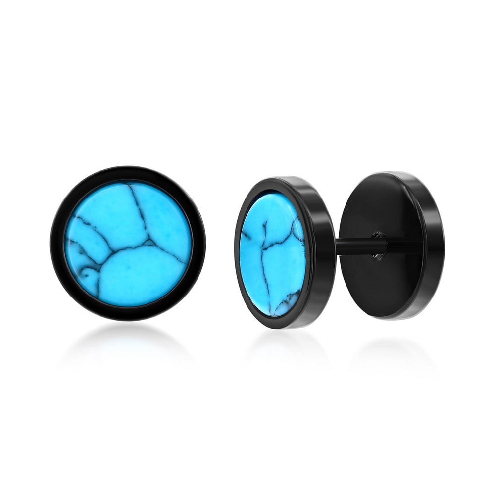 Beaux Bijoux Men's Simulated Turquoise in Stainless Steel
