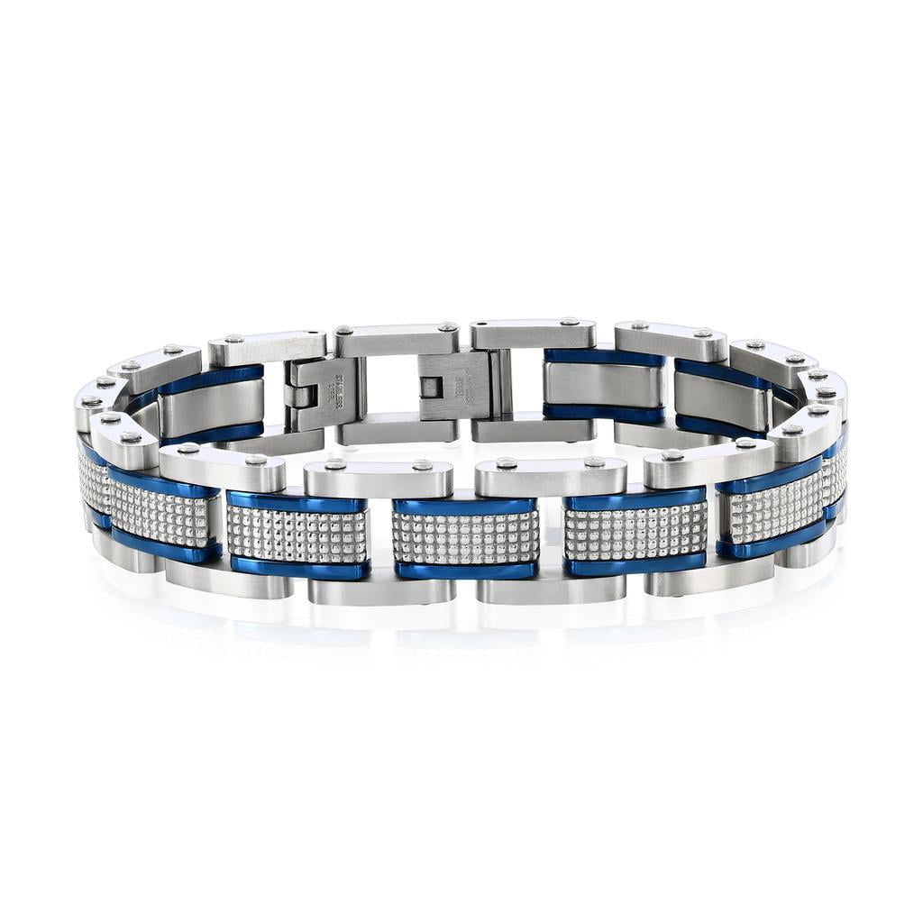 Beaux Bijoux Men's Textured Link Bracelet - Stunning Link Bracelet - Fine Jewelry for Men - Link Bracelets for Him