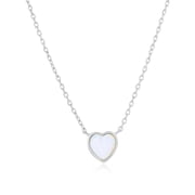 Beaux Bijoux Mother of Pearl Heart Necklace in Sterling Silver - Hypoallergenic Necklace for Women - Jewelry for Her