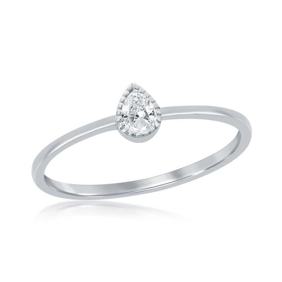 Beaux Bijoux Pear-Shaped Simulated Diamond CZ Stackable Dainty Promise Ring Sterling Silver Jewelry for Women or Teens-6