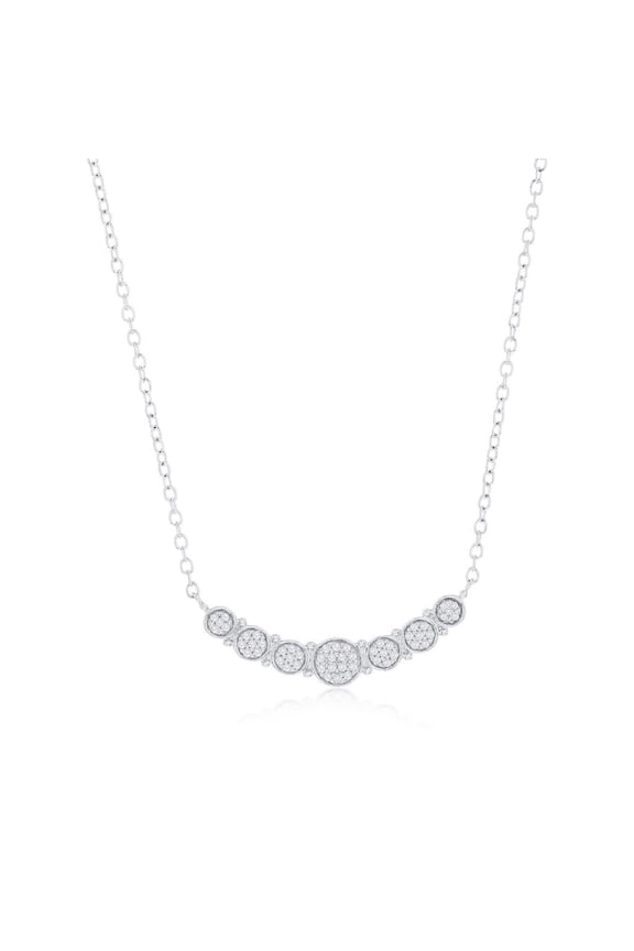 Real Diamond Pendant Necklace for Women – Genuine Diamond Necklace - Fine Diamond Jewelry Gifts for Women - Curved Bar Necklace - Valentines Day Gifts for Her (50 Stones)