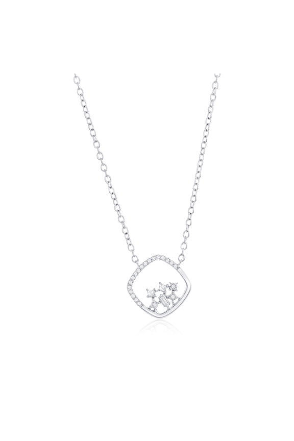 Real Diamond Pendant Necklace for Women ā Genuine Diamond Necklace - Fine Diamond Jewelry Gifts for Women - Square Necklace Valentines Day Gifts for Her (24 Stones)