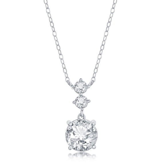 Beaux Bijoux Round Necklace for Women - Simulated Dimaond CZ Necklace in Sterling Silver - Unique Jewelry For Women