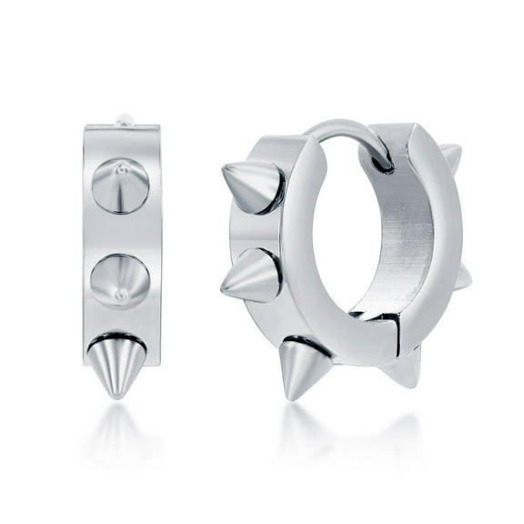 Beaux Bijoux Stainless Steel 19mm Spike Huggie Hoop Earrings| Lightweight Earrings for Men