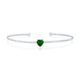 thumbnail image 1 of Beaux Bijoux Sterling Silver Birthstone Heart Bangle Bracelet - Created Emerald Heart Gemstone Bracelet for Women - January Birthstone Bracelet, 1 of 6