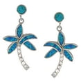 thumbnail image 1 of Beaux Bijoux Sterling Silver Blue Opal & CZ Palm Tree Earrings, 1 of 2