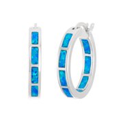 Beaux Bijoux Sterling Silver Blue Opal Inside-Outside Hoop Earrings Multiple colors available