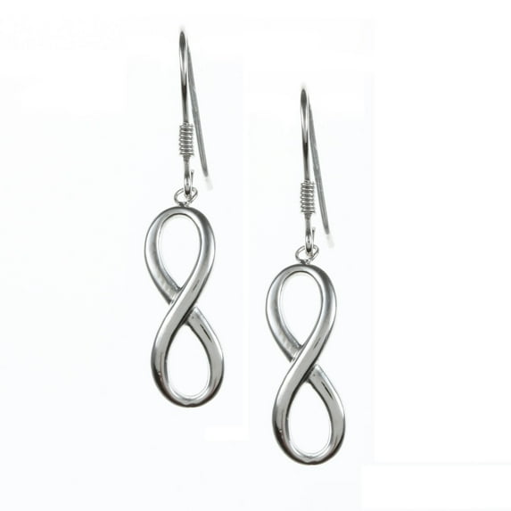 Beaux Bijoux Sterling Silver Infinity Figure 8 High-Polish, Solid Dangling Earrings