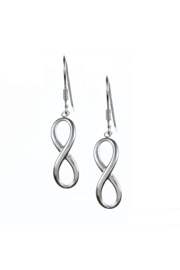 Sterling Silver Infinity Figure 8 High-Polish, Solid Dangling Earrings