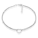 Beaux Bijoux Sterling Silver Italian 9" + 1" Extension Double Strand Heart and Beads Anklet