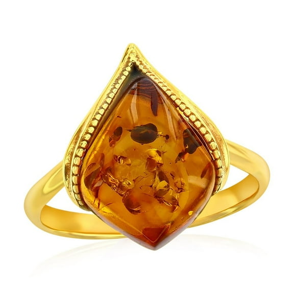 Beaux Bijoux Sterling Silver Natural Amber Rings for Women - Natural Gemstone Jewelry - Genuine Marquise Amber Ring-6
