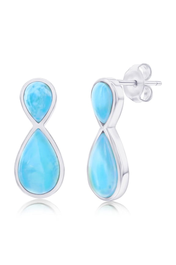 Sterling Silver Pear-Shaped Blue Larimar Earrings for Women - Natural Larimar Stone Jewelry - Unique Hypoallergenic Dangle Larimar Earrings for Women