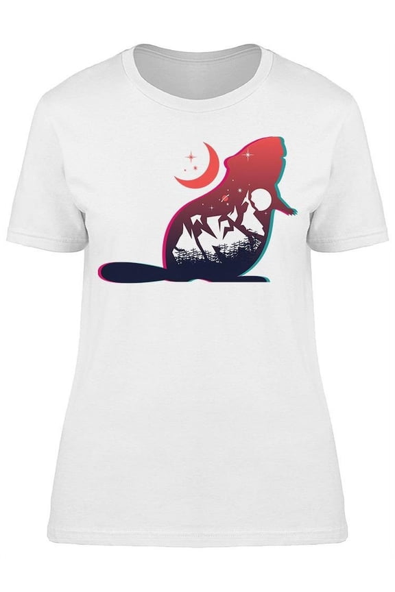 Beaver And Night Mountain T-Shirt Women -Image by Shutterstock, Female x-Large