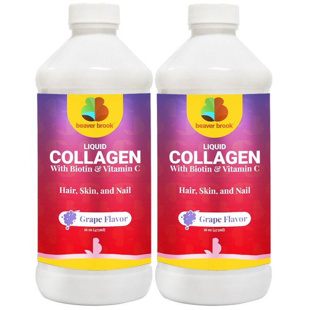 Beaver Brook Liquid Collagen 8,000mg + 10,000 mcg Biotin Grape Flavor