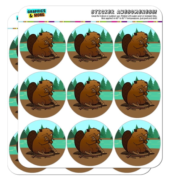 Beaver Chomping Wood 2" Planner Calendar Scrapbooking Crafting Clear Stickers