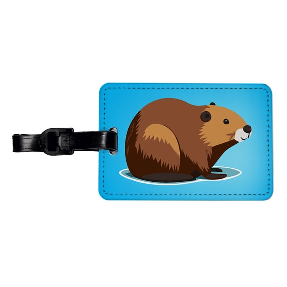 Beaver Cute Profile Faux Leather Travel Luggage Tag