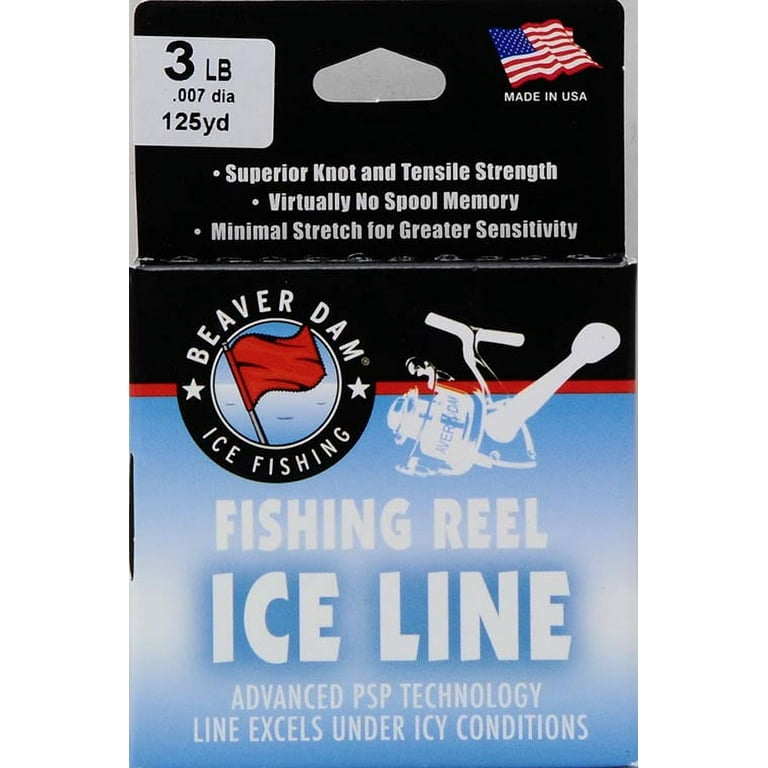 Beaver Dam Ice Fishing Line, Low Stretch, Great Knot Strength, 125