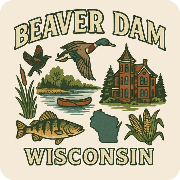 Beaver Dam Wisconsin Keepsakes Souvenir Vinyl Sticker – Destination Travel Keepsake Collectible (4-Inches Wide)