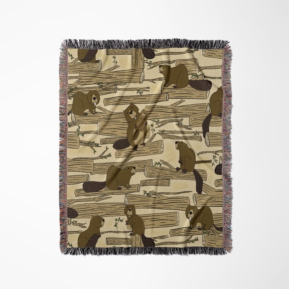 Beaver Forest, Woven Blanket