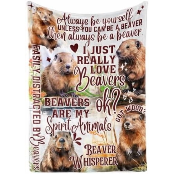Beaver Gifts, Beaver Blanket for Women, Girls, Beaver Lovers, Canadians, Throw Blanket 50x65 Inche$$Home Decor, Kitchen, & Other