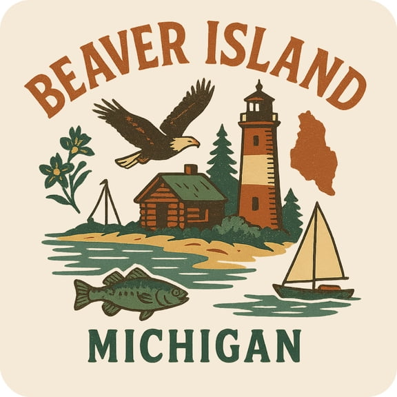 Beaver Island Michigan Keepsakes Souvenir Vinyl Sticker – Destination Travel Keepsake Collectible (4-Inches Wide)