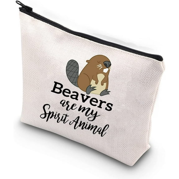 Beaver Lover Gift Beavers Are My Spirit Animal Zipper Pouch Makeup Bag