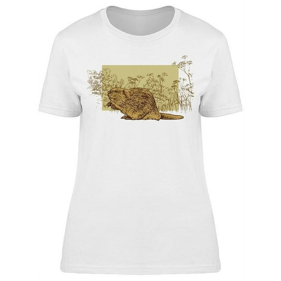 Beaver On Grass T-Shirt Women -Image by Shutterstock, Female Large