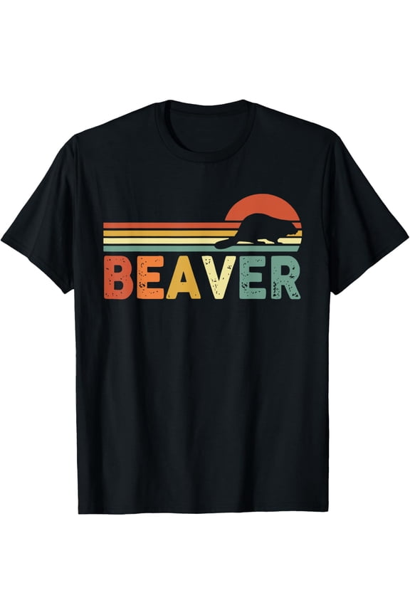 Beaver Retro Vintage 80s Style T-Shirt men and women can wear, black, white, gifts