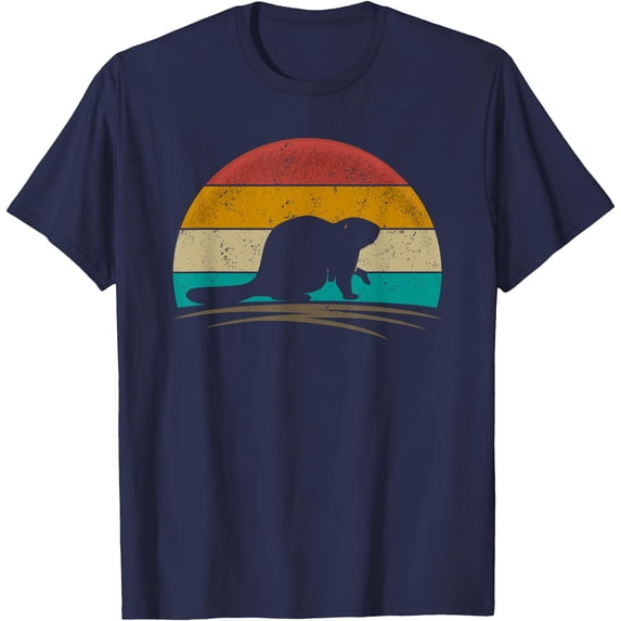 Beaver Retro Vintage Castor Rodent Animal Lover Unisex T-Shirt for Men Women Kids Toddler,Navy Color,Size YS