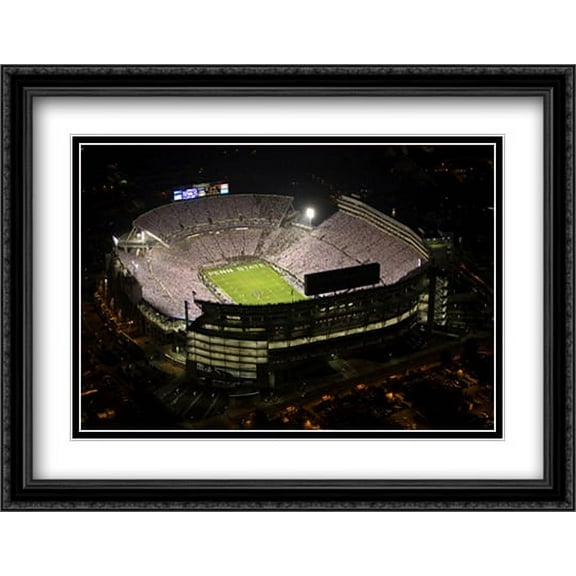 Beaver Stadium, Penn State 2x Matted 32x26 Large Black Ornate Framed Art Print by Mike Smith