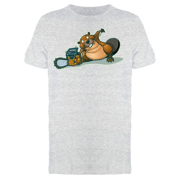 Beaver Starting A Chainsaw T-Shirt Men -Image by Shutterstock, Male Small