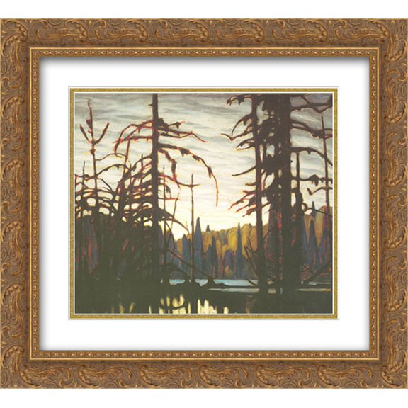 Beaver Swamp 2x Matted 16x14 Gold Ornate Framed Art Print by Lawren P. Harris