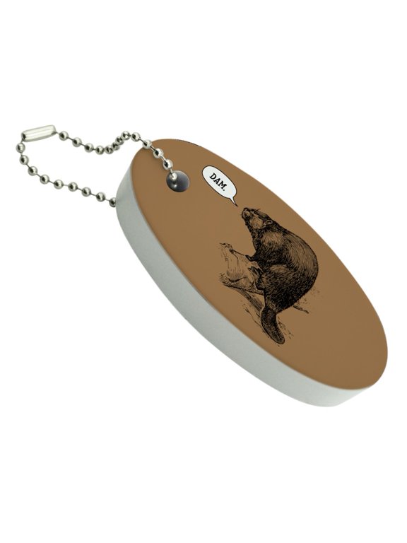 Beaver Vintage Dam Damn Floating Foam Keychain Fishing Boat Buoy Key Float