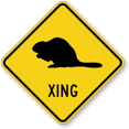 thumbnail image 1 of Beaver Xing Sign Animal Crossing Road Sign 12 Inch Aluminum Uv Ink Printed For House And Business, 1 of 6