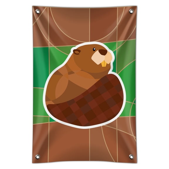 Beaver with Plaid Tail Home Business Office Sign