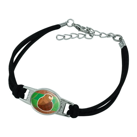 Beaver with Plaid Tail Novelty Suede Leather Metal Bracelet