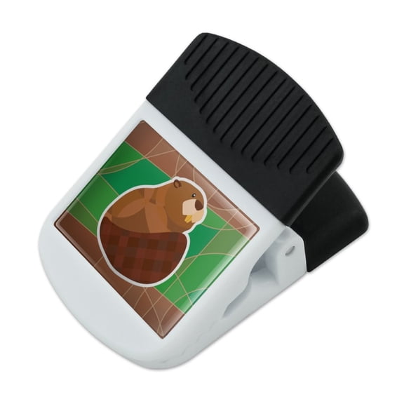 Beaver with Plaid Tail Refrigerator Fridge Magnet Magnetic Hanging Hook Note Snack Clip