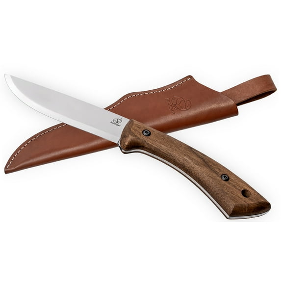 BeaverCraft Bushcraft Knife BSH1 Fixed Blade Knife with Sheath Full Tang Knife Carbon Steel – Knife Scandi Grind – Bushcraft Tools & Bushcraft Knives, Bush Knife with Leather Sheath