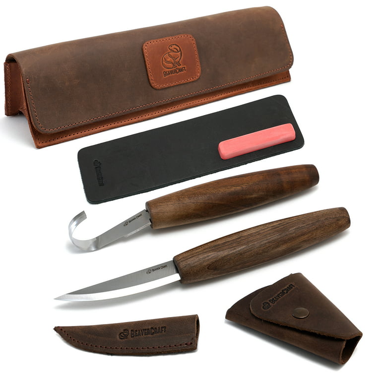 BeaverCraft Spoon Carving Tool Set in Genuine Leather Case