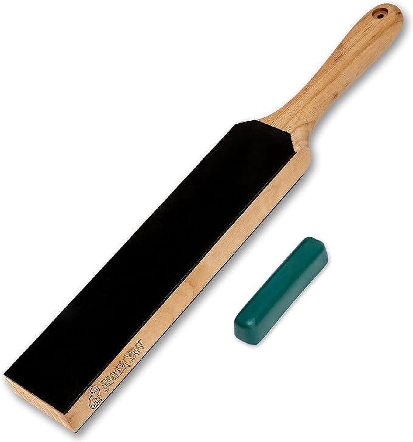 BeaverCraft LS6P1 Leather Honing Strop Kit with Sharpening Polishing Compound 14" x 2" Knife